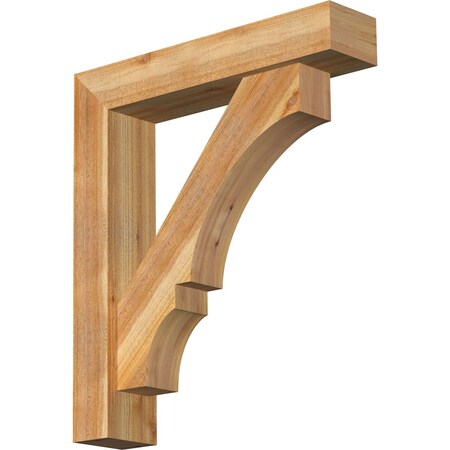 Ekena Millwork Balboa Block Rough Sawn Bracket w/ Offset Brace, Western Red Cedar, 6"W x 28"D x 32"H BKT0604X28X32BOA05RWR